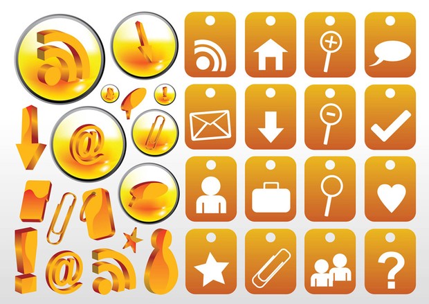Collection of web vector icons, with RSS, home, mail, @ and other vector signs