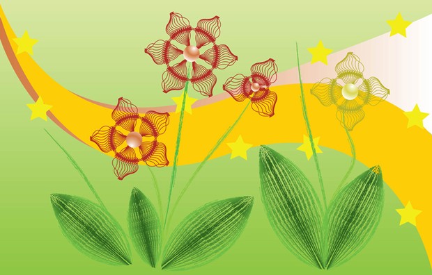 Vector flowers with yellow stars