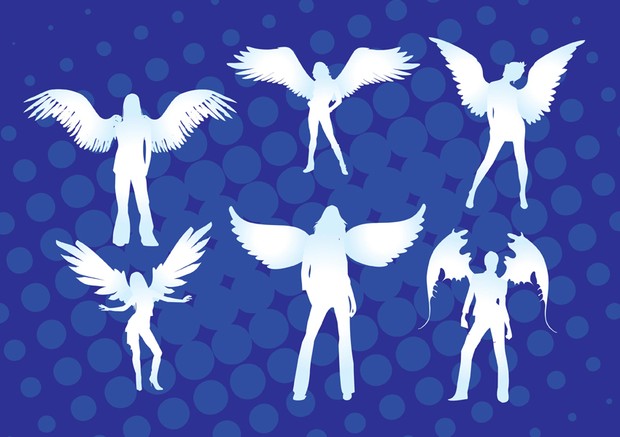 six angel silhouette vectors